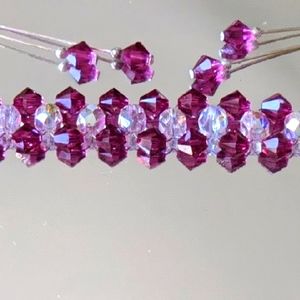 Swarovski Fushia Crystal Bracelet/ Earrings